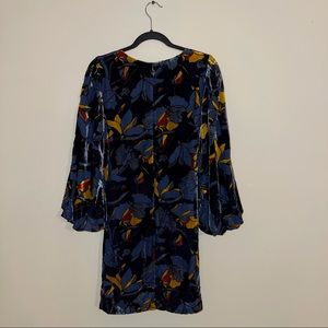 French Connection lined blue velvet dress